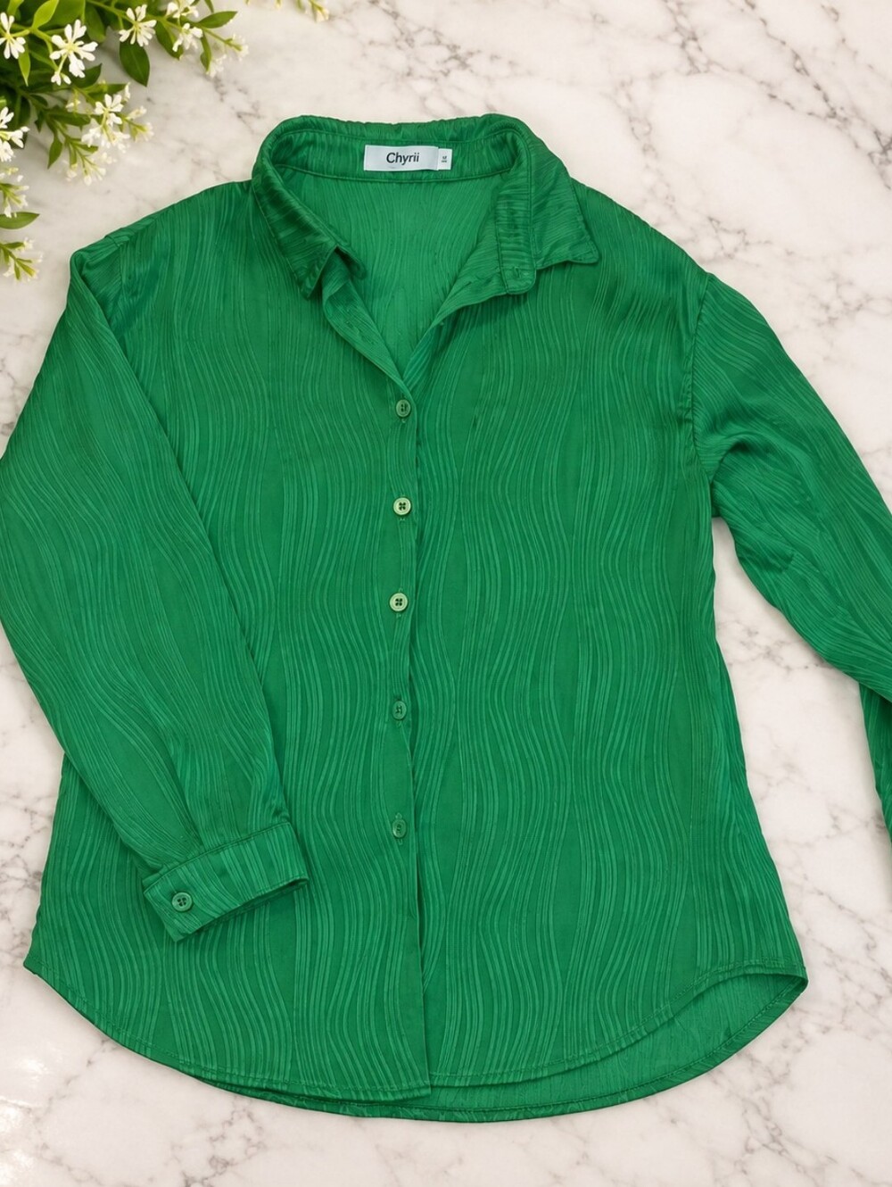 CHYRII Green Button Down Shirt Size M